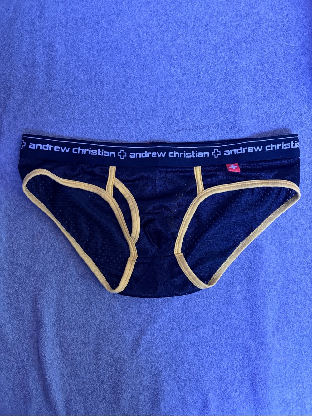 Andrew Christian Black Briefs with Yellow Trim